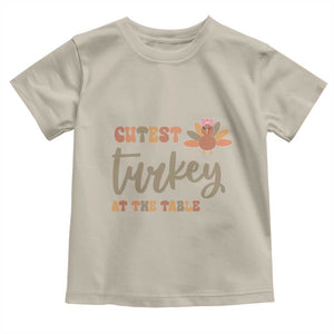 Funny Thanksgiving Turkey Baby Shirt Cutest Turkey At The Table Fall Season TS11 Sand Print Your Wear