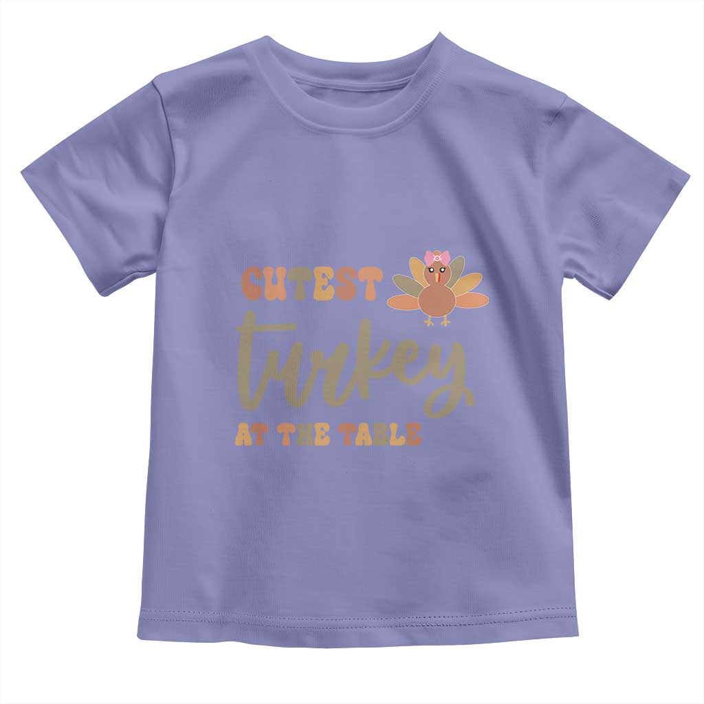 Funny Thanksgiving Turkey Baby Shirt Cutest Turkey At The Table Fall Season TS11 Violet Print Your Wear