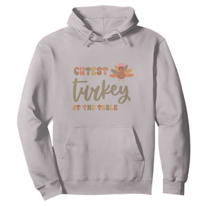 Funny Thanksgiving Turkey Hoodie Cutest Turkey At The Table Fall Season TS11 Ice Gray Print Your Wear