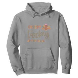 Funny Thanksgiving Turkey Hoodie Cutest Turkey At The Table Fall Season TS11 Sport Gray Print Your Wear