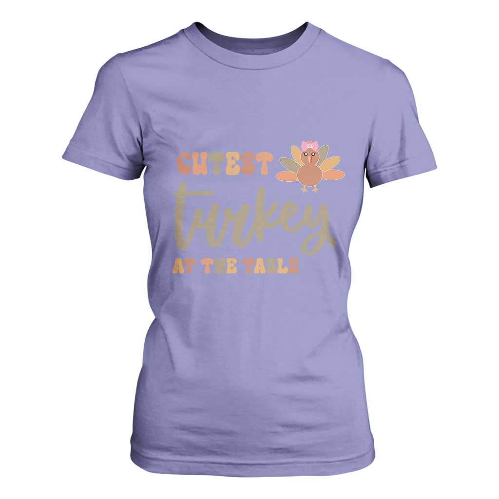 Funny Thanksgiving Turkey T Shirt For Women Cutest Turkey At The Table Fall Season TS11 Violet Print Your Wear