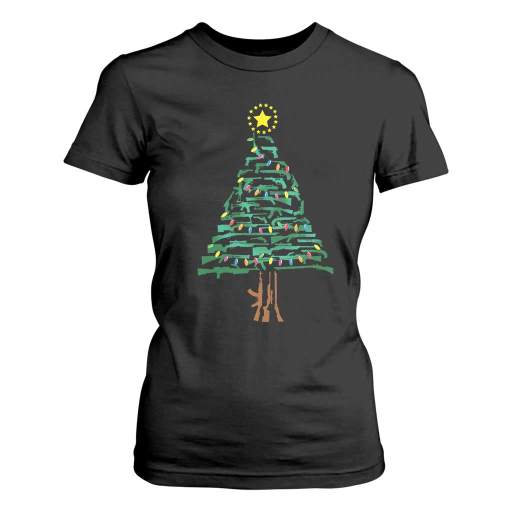 Christmas Gun T Shirt For Women Xmas Tree 2nd Amendment Star TS11 Black Print Your Wear