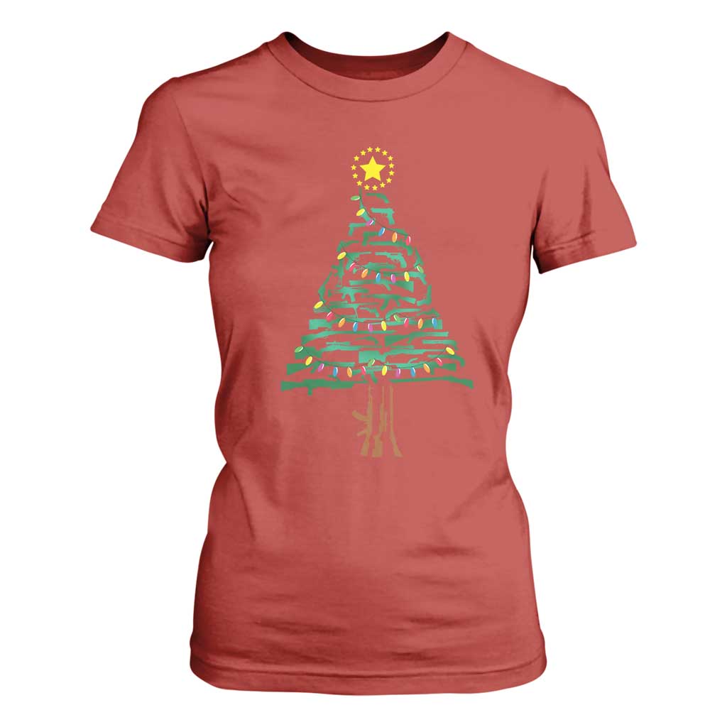 Christmas Gun T Shirt For Women Xmas Tree 2nd Amendment Star TS11 Red Print Your Wear