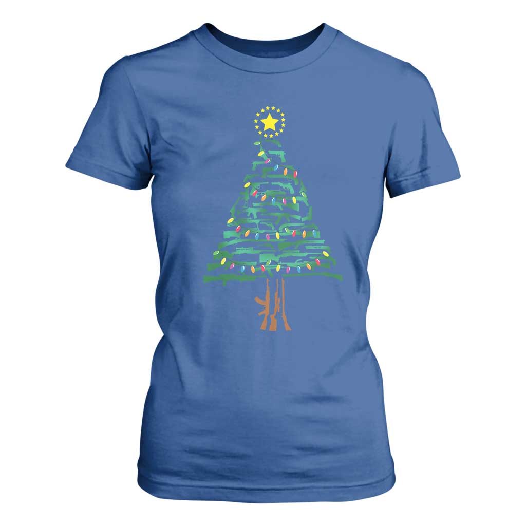 Christmas Gun T Shirt For Women Xmas Tree 2nd Amendment Star TS11 Royal Blue Print Your Wear