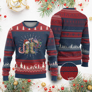 Christmas Veterans Ugly Christmas Sweater Joy Candy Cane American Flag TS11 Burgundy Print Your Wear