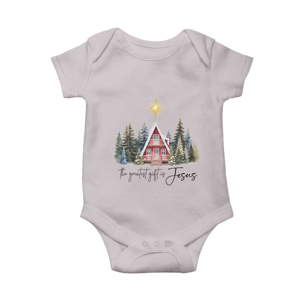 Christian Christmas Baby Onesie The Greatest Gift Is Jesus Star Of Bethlehem TS11 Ice Gray Print Your Wear