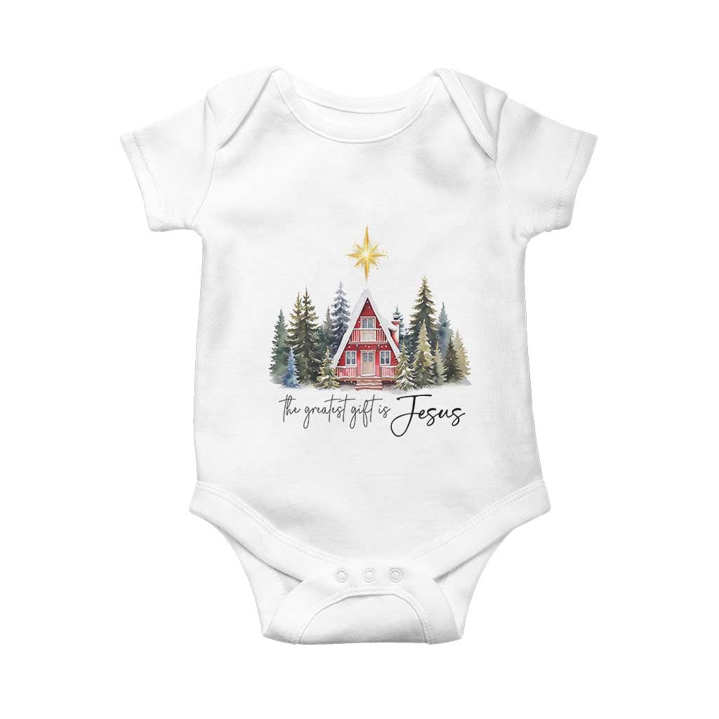 Christian Christmas Baby Onesie The Greatest Gift Is Jesus Star Of Bethlehem TS11 White Print Your Wear