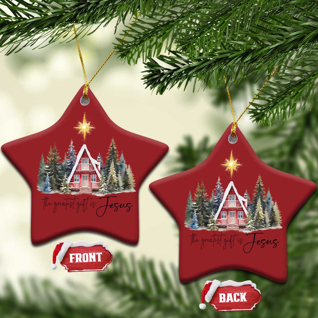 Christian Xmas Christmas Ornament The Greatest Gift Is Jesus Star Of Bethlehem TS11 Star Red Print Your Wear