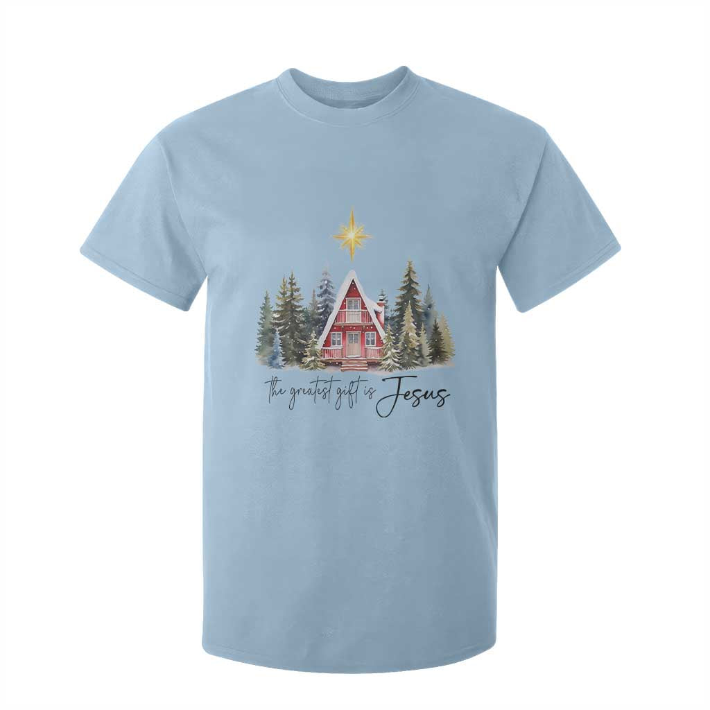 Christian Christmas T Shirt For Kid The Greatest Gift Is Jesus Star Of Bethlehem TS11 Light Blue Print Your Wear
