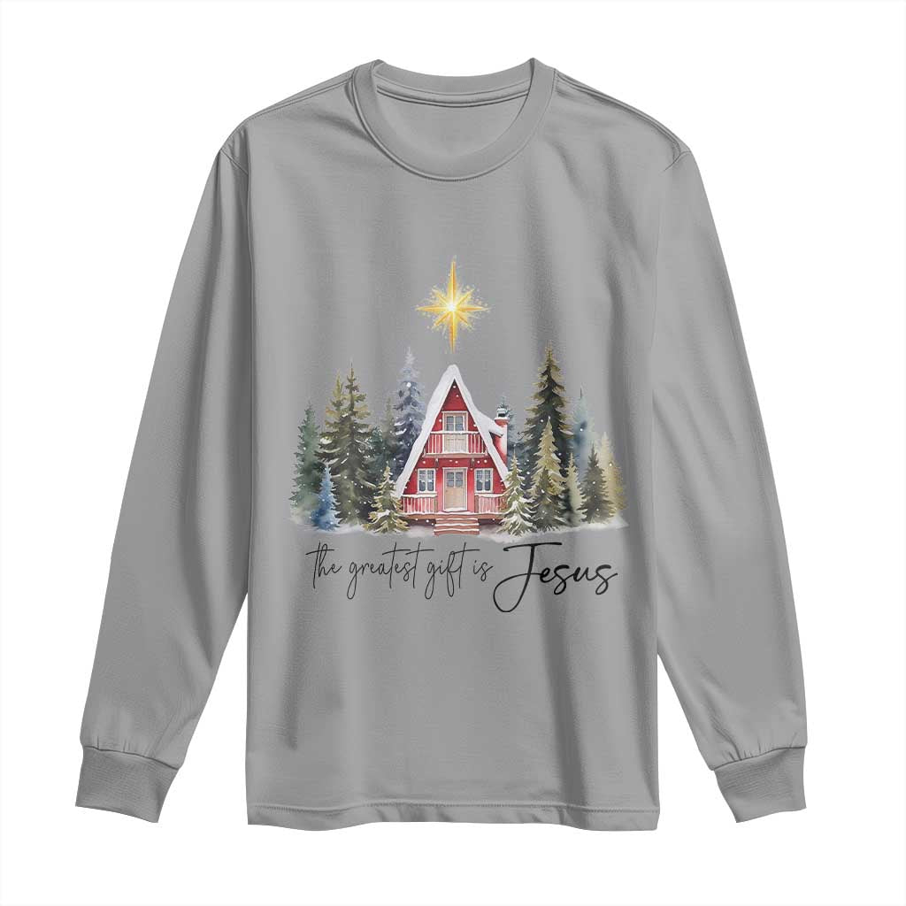 Christian Christmas Long Sleeve Shirt The Greatest Gift Is Jesus Star Of Bethlehem TS11 Sport Gray Print Your Wear