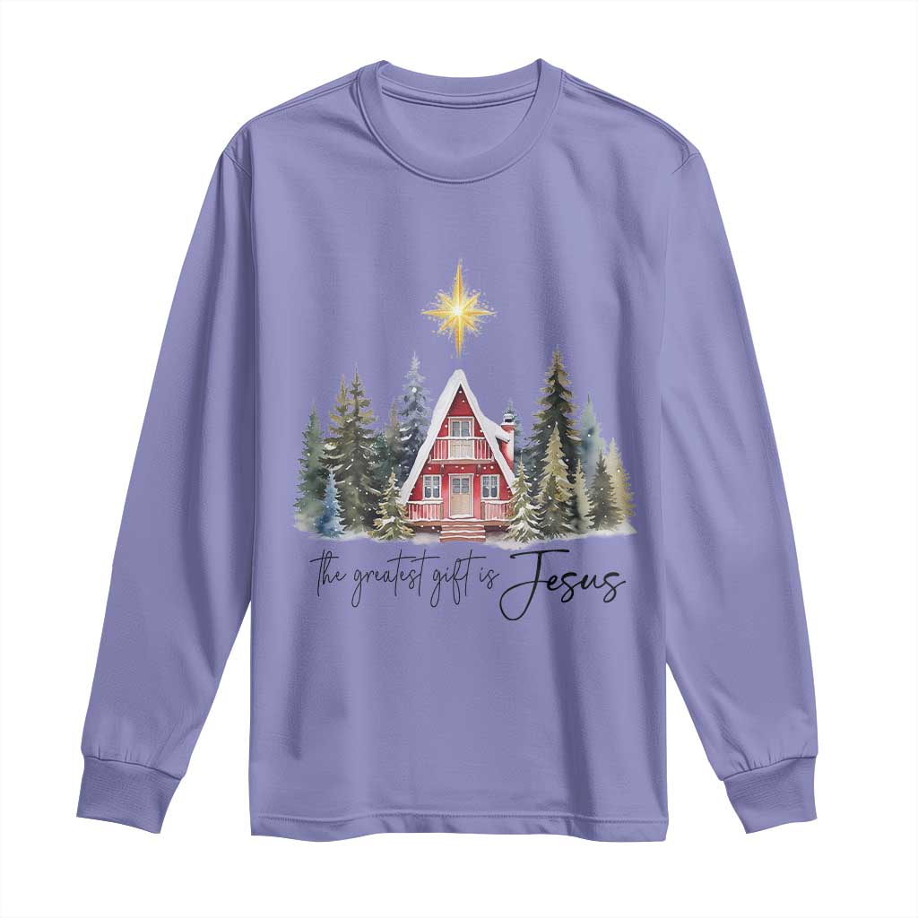 Christian Christmas Long Sleeve Shirt The Greatest Gift Is Jesus Star Of Bethlehem TS11 Violet Print Your Wear