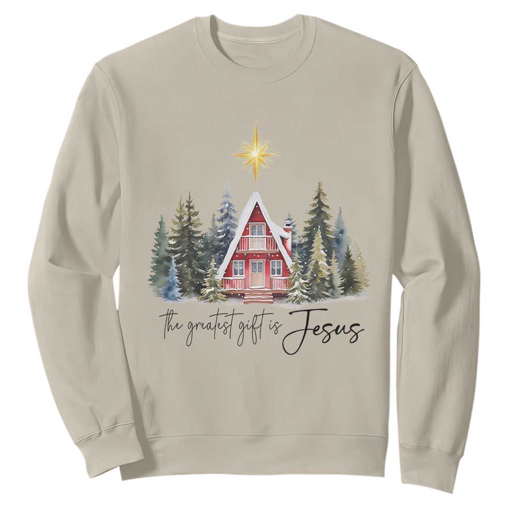 Christian Christmas Sweatshirt The Greatest Gift Is Jesus Star Of Bethlehem TS11 Sand Print Your Wear