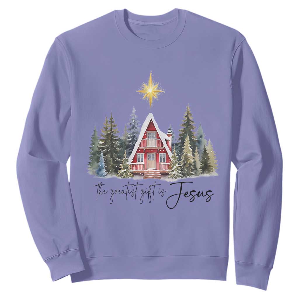 Christian Christmas Sweatshirt The Greatest Gift Is Jesus Star Of Bethlehem TS11 Violet Print Your Wear