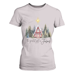 Christian Christmas T Shirt For Women The Greatest Gift Is Jesus Star Of Bethlehem TS11 Ice Gray Print Your Wear