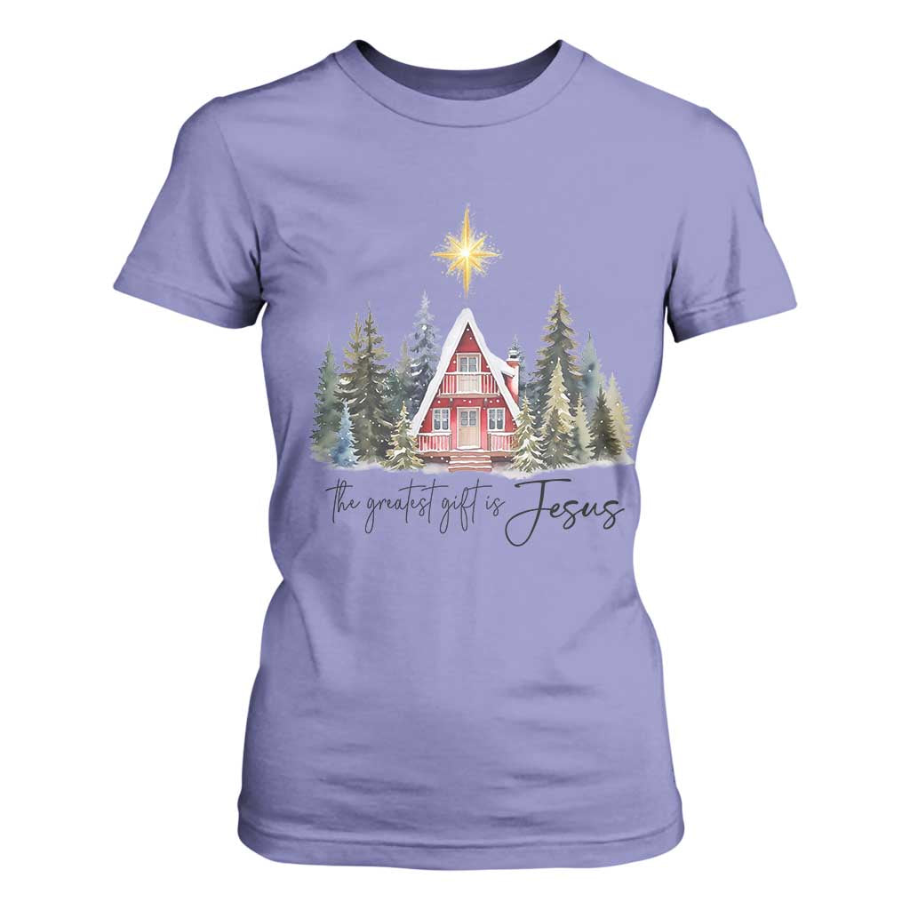 Christian Christmas T Shirt For Women The Greatest Gift Is Jesus Star Of Bethlehem TS11 Violet Print Your Wear