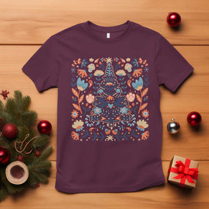 Norwegian Christmas Scandinavian Yule Xmas Tree Folk Art Winter Solstice T Shirt TS11 Maroon Print Your Wear