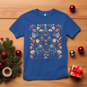 Norwegian Christmas Scandinavian Yule Xmas Tree Folk Art Winter Solstice T Shirt TS11 Royal Blue Print Your Wear