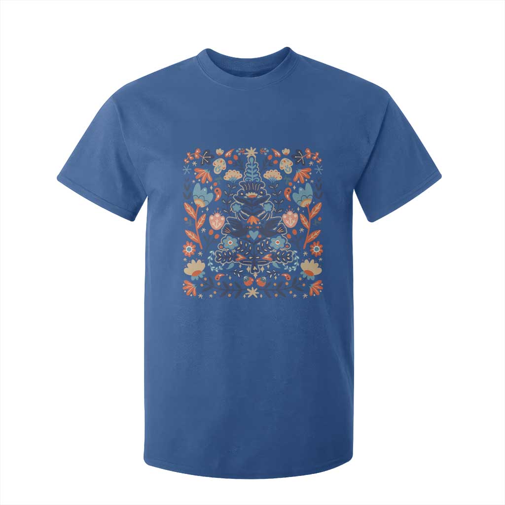 Norwegian Christmas Scandinavian Yule Xmas Tree Folk Art Winter Solstice T Shirt For Kid TS11 Royal Blue Print Your Wear