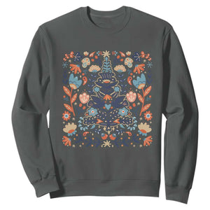 Norwegian Christmas Scandinavian Yule Xmas Tree Folk Art Winter Solstice Sweatshirt TS11 Dark Heather Print Your Wear
