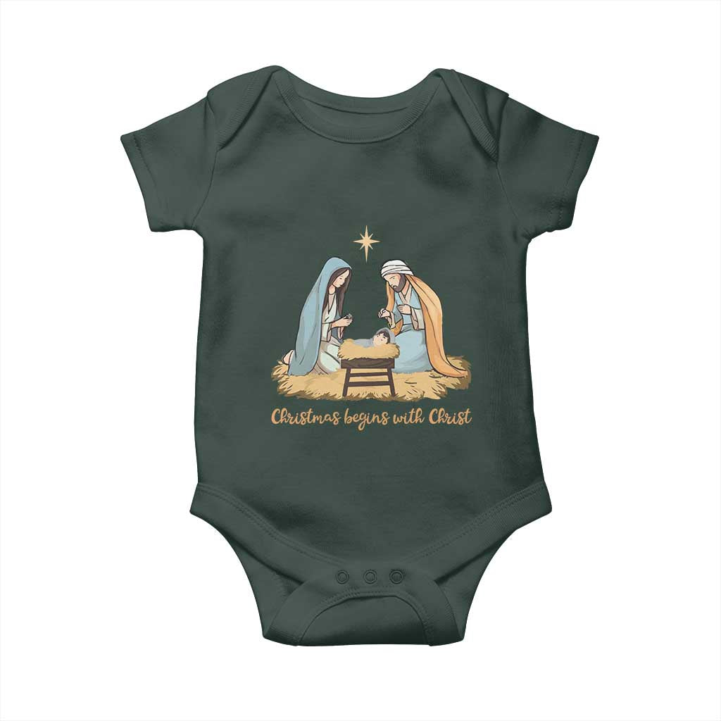 Christmas Begins With Christ Baby Onesie Christian Christmas Nativity Scene TS11 Print Your Wear
