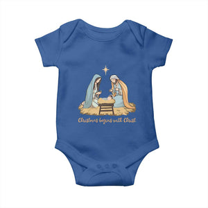 Christmas Begins With Christ Baby Onesie Christian Christmas Nativity Scene TS11 Royal Blue Print Your Wear