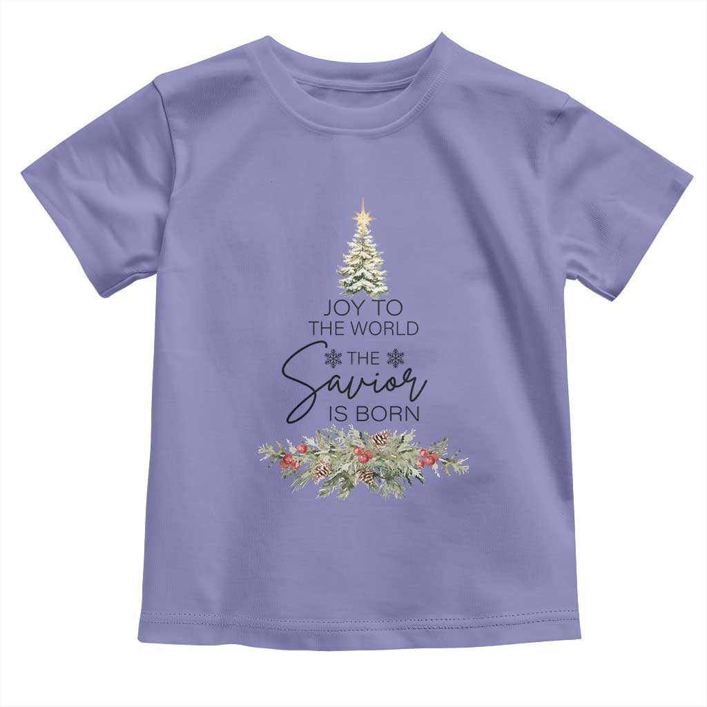 Funny Christmas Christian Faith Toddler T Shirt Joy To The World The Savior Is Born Xmas Tree TS11 Violet Print Your Wear