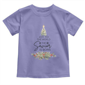 Funny Christmas Christian Faith Toddler T Shirt Joy To The World The Savior Is Born Xmas Tree TS11 Violet Print Your Wear