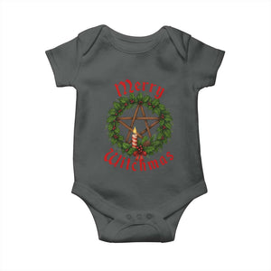 Nordic Christmas Baby Onesie Merry Witchmas Pagan Yule Xmas Wreath TS11 Dark Heather Print Your Wear