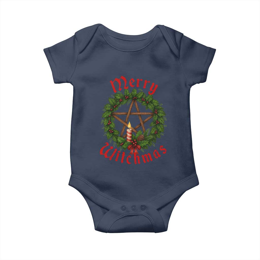 Nordic Christmas Baby Onesie Merry Witchmas Pagan Yule Xmas Wreath TS11 Navy Print Your Wear