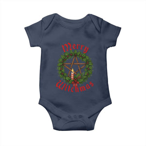 Nordic Christmas Baby Onesie Merry Witchmas Pagan Yule Xmas Wreath TS11 Navy Print Your Wear