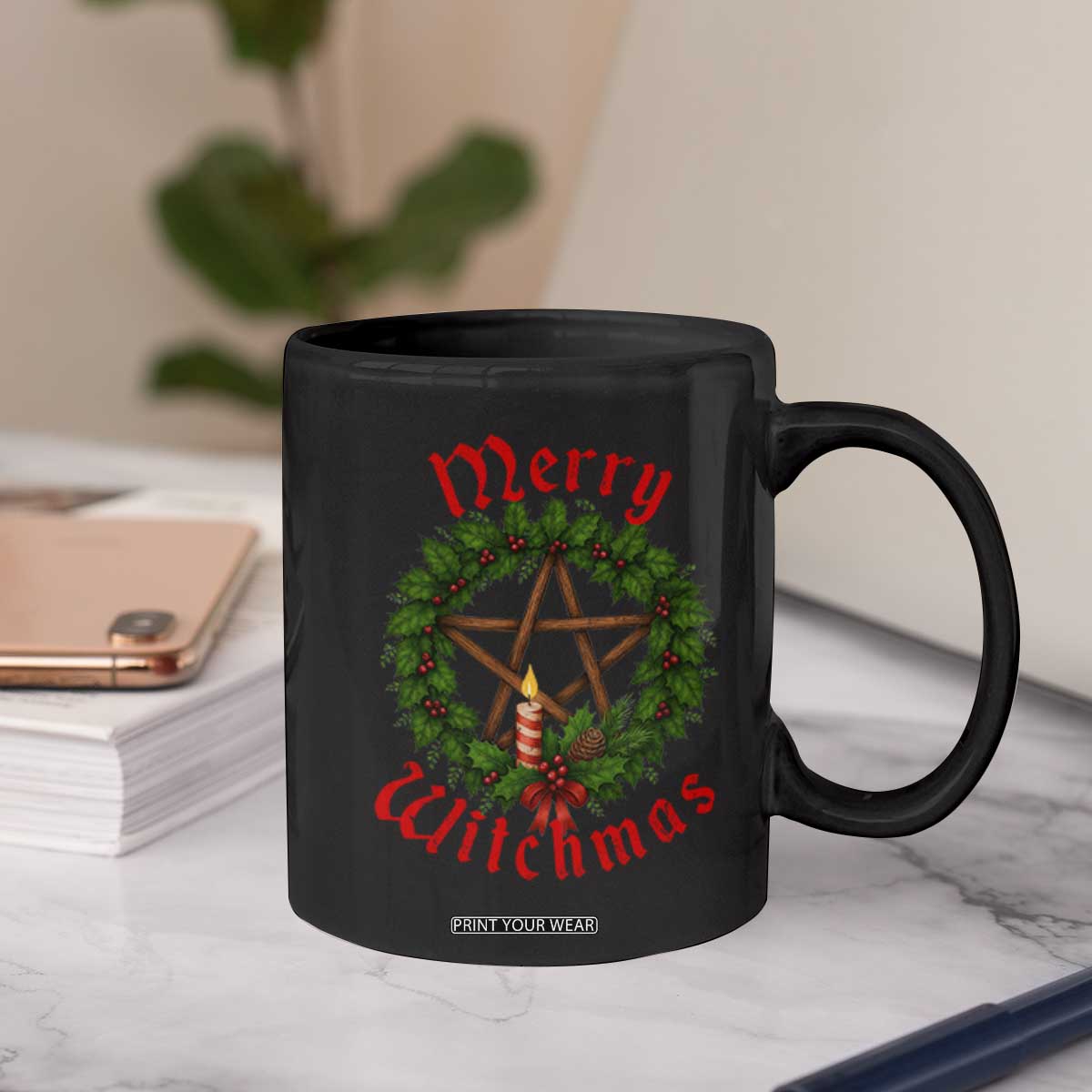 Nordic Christmas Coffee Mug Merry Witchmas Pagan Yule Xmas Wreath TS11 Print Your Wear