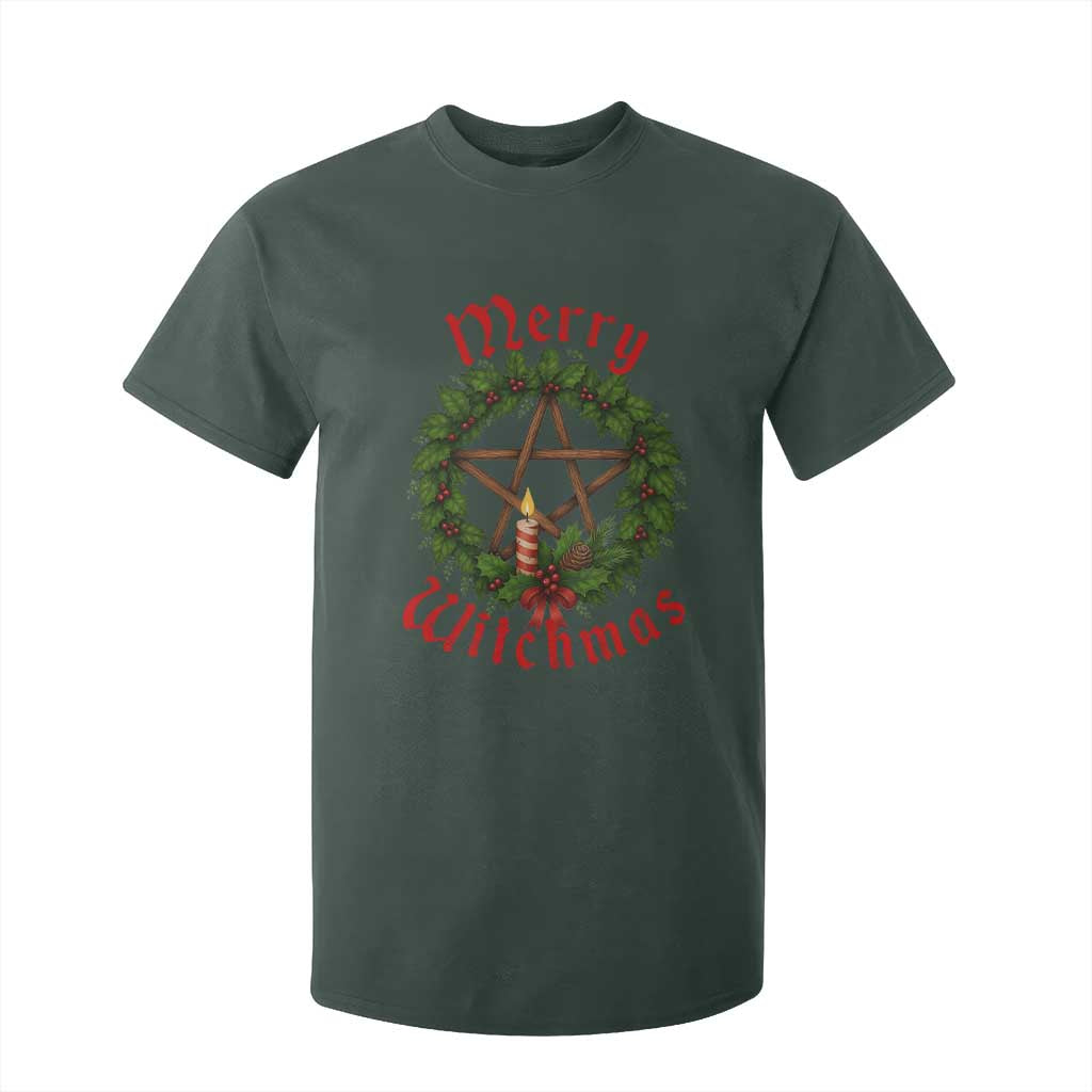 Nordic Christmas T Shirt For Kid Merry Witchmas Pagan Yule Xmas Wreath TS11 Dark Forest Green Print Your Wear