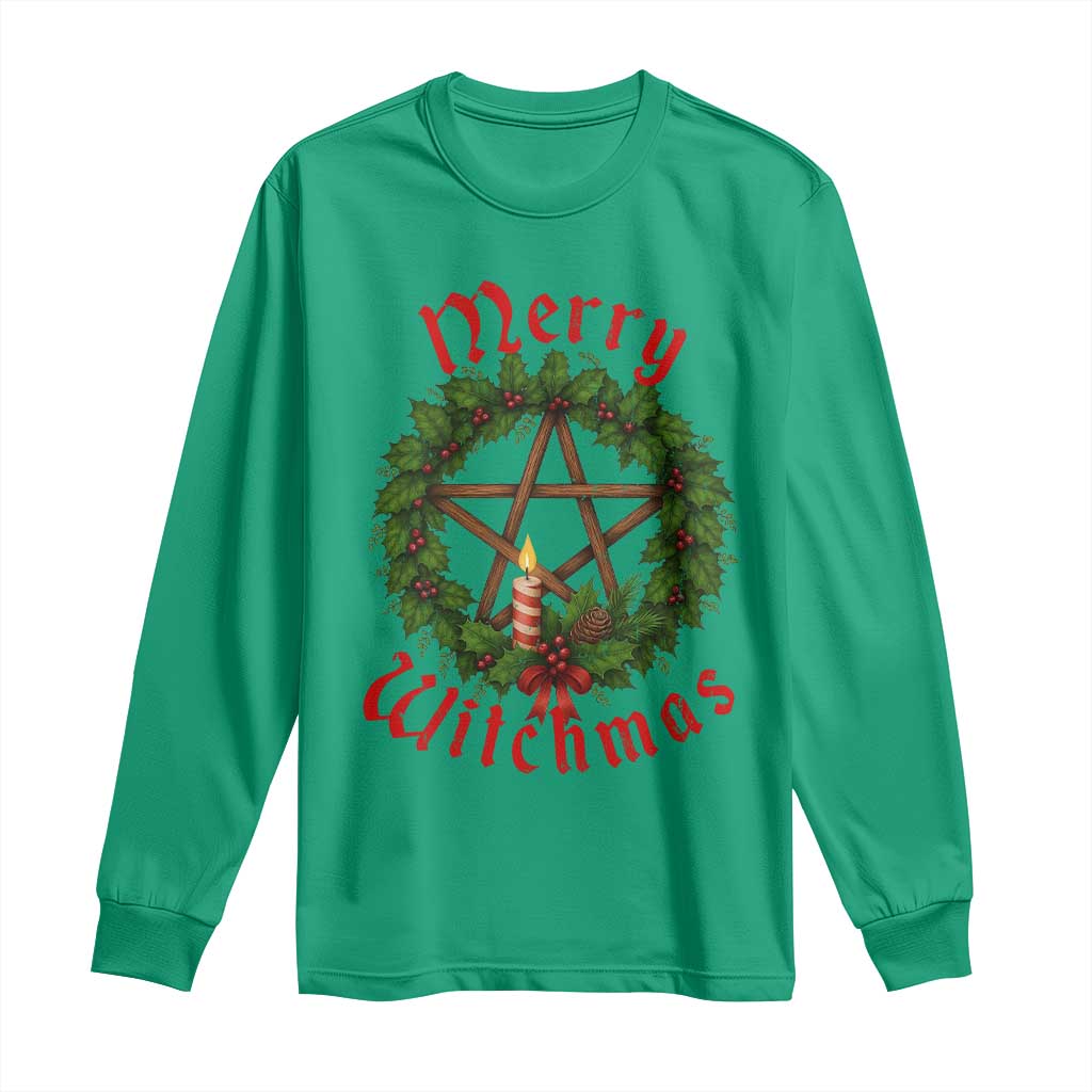 Nordic Christmas Long Sleeve Shirt Merry Witchmas Pagan Yule Xmas Wreath TS11 Irish Green Print Your Wear