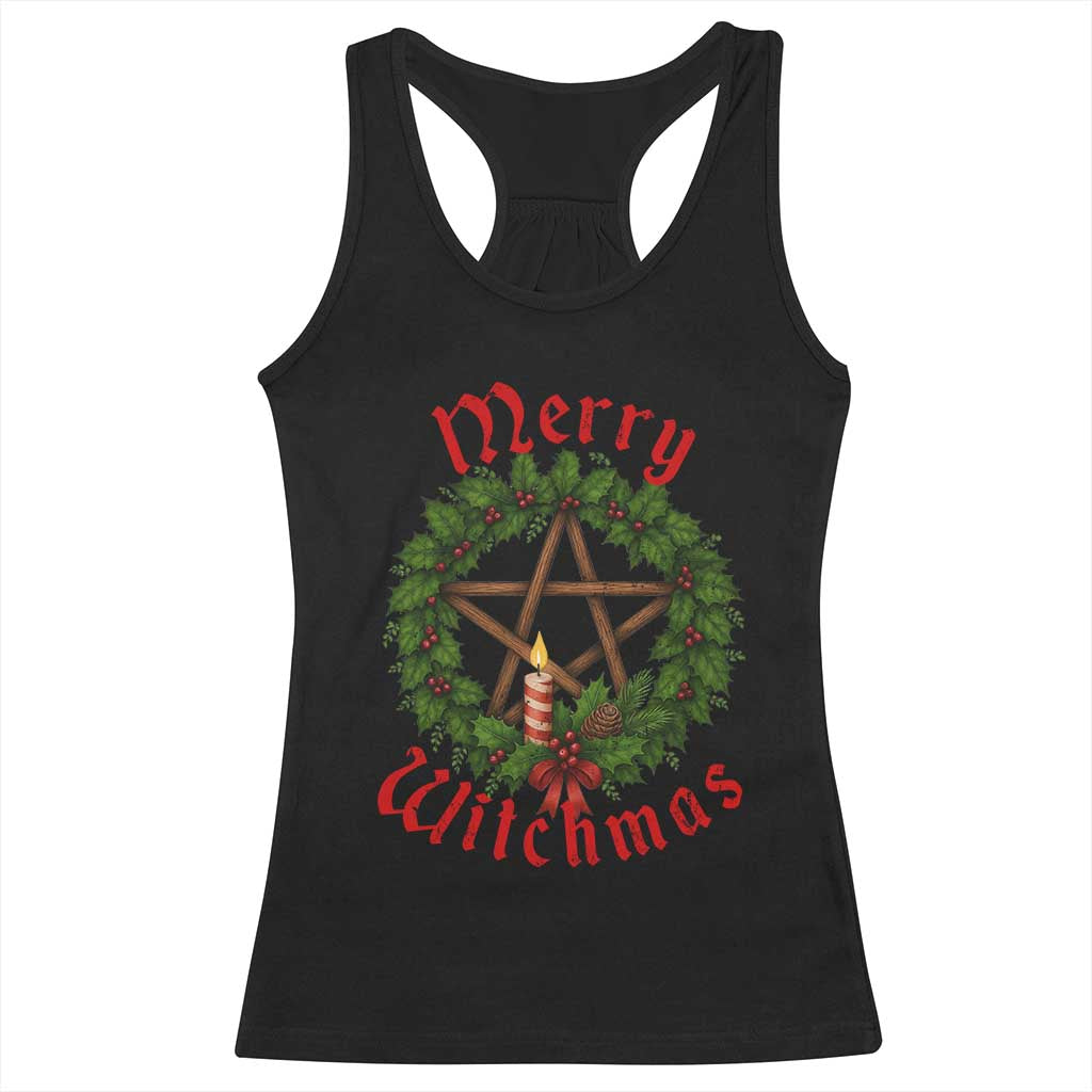 Nordic Christmas Racerback Tank Top Merry Witchmas Pagan Yule Xmas Wreath TS11 Black Print Your Wear