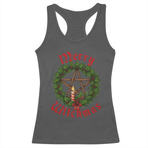 Nordic Christmas Racerback Tank Top Merry Witchmas Pagan Yule Xmas Wreath TS11 Dark Heather Print Your Wear