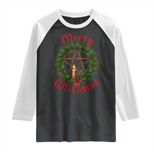 Nordic Christmas Raglan Shirt Merry Witchmas Pagan Yule Xmas Wreath TS11 Black White Print Your Wear