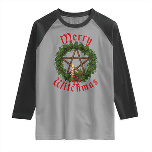 Nordic Christmas Raglan Shirt Merry Witchmas Pagan Yule Xmas Wreath TS11 Sport Gray Black Print Your Wear