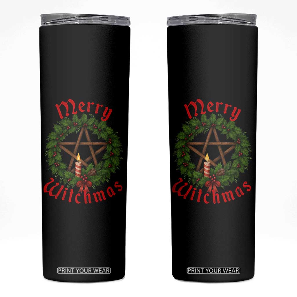 Nordic Christmas Skinny Tumbler Merry Witchmas Pagan Yule Xmas Wreath TS11 Black Print Your Wear