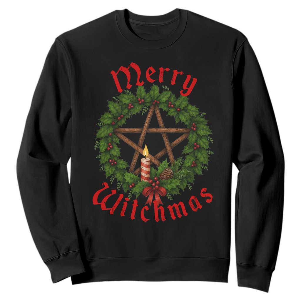 Nordic Christmas Sweatshirt Merry Witchmas Pagan Yule Xmas Wreath TS11 Black Print Your Wear