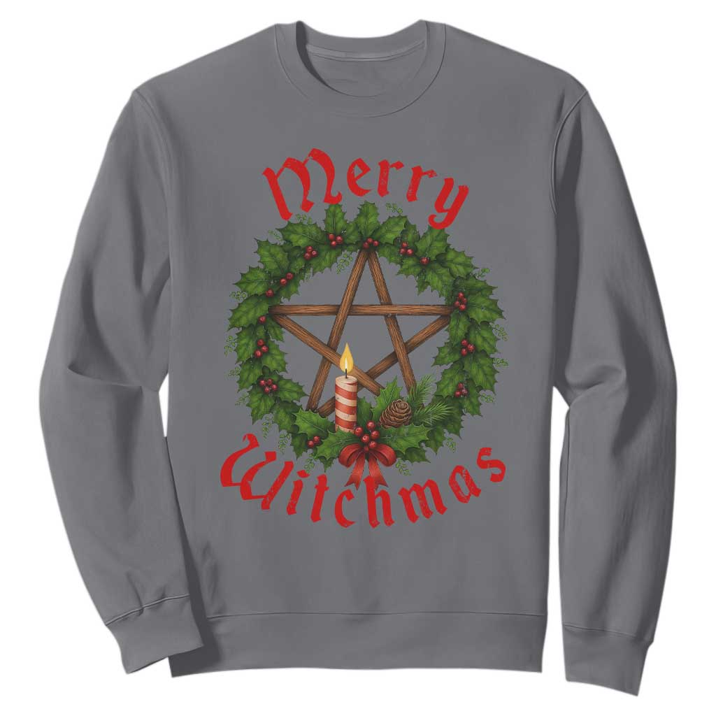 Nordic Christmas Sweatshirt Merry Witchmas Pagan Yule Xmas Wreath TS11 Charcoal Print Your Wear