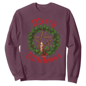 Nordic Christmas Sweatshirt Merry Witchmas Pagan Yule Xmas Wreath TS11 Maroon Print Your Wear