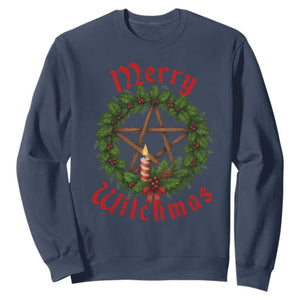 Nordic Christmas Sweatshirt Merry Witchmas Pagan Yule Xmas Wreath TS11 Navy Print Your Wear