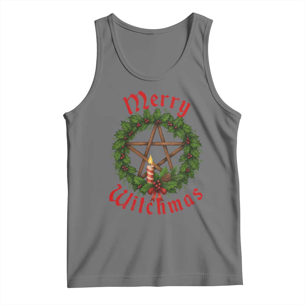 Nordic Christmas Tank Top Merry Witchmas Pagan Yule Xmas Wreath TS11 Black Heather Print Your Wear