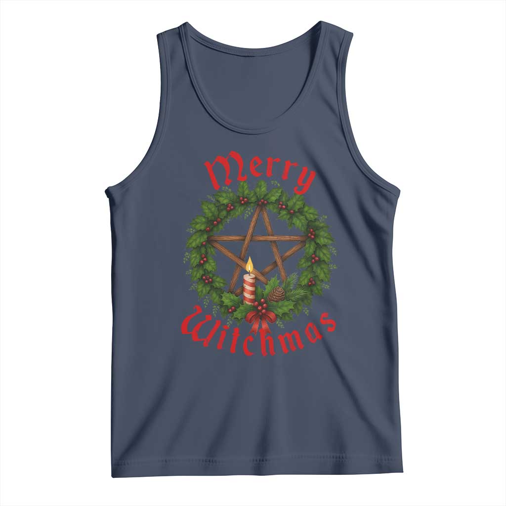 Nordic Christmas Tank Top Merry Witchmas Pagan Yule Xmas Wreath TS11 Navy Print Your Wear