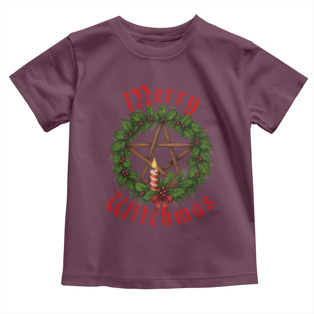 Nordic Christmas Toddler T Shirt Merry Witchmas Pagan Yule Xmas Wreath TS11 Maroon Print Your Wear