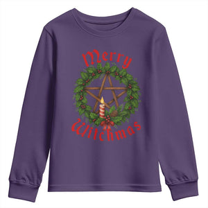 Nordic Christmas Youth Sweatshirt Merry Witchmas Pagan Yule Xmas Wreath TS11 Purple Print Your Wear