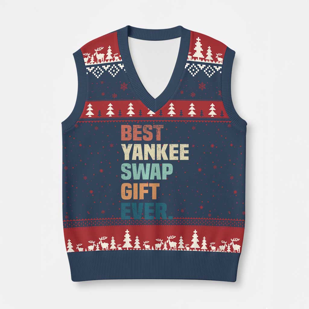 Funny Best Yankee Swap Gift Ever V-Neck Knit Sweater Vest Xmas Gift Exchange Game TS11 Navy Red Print Your Wear
