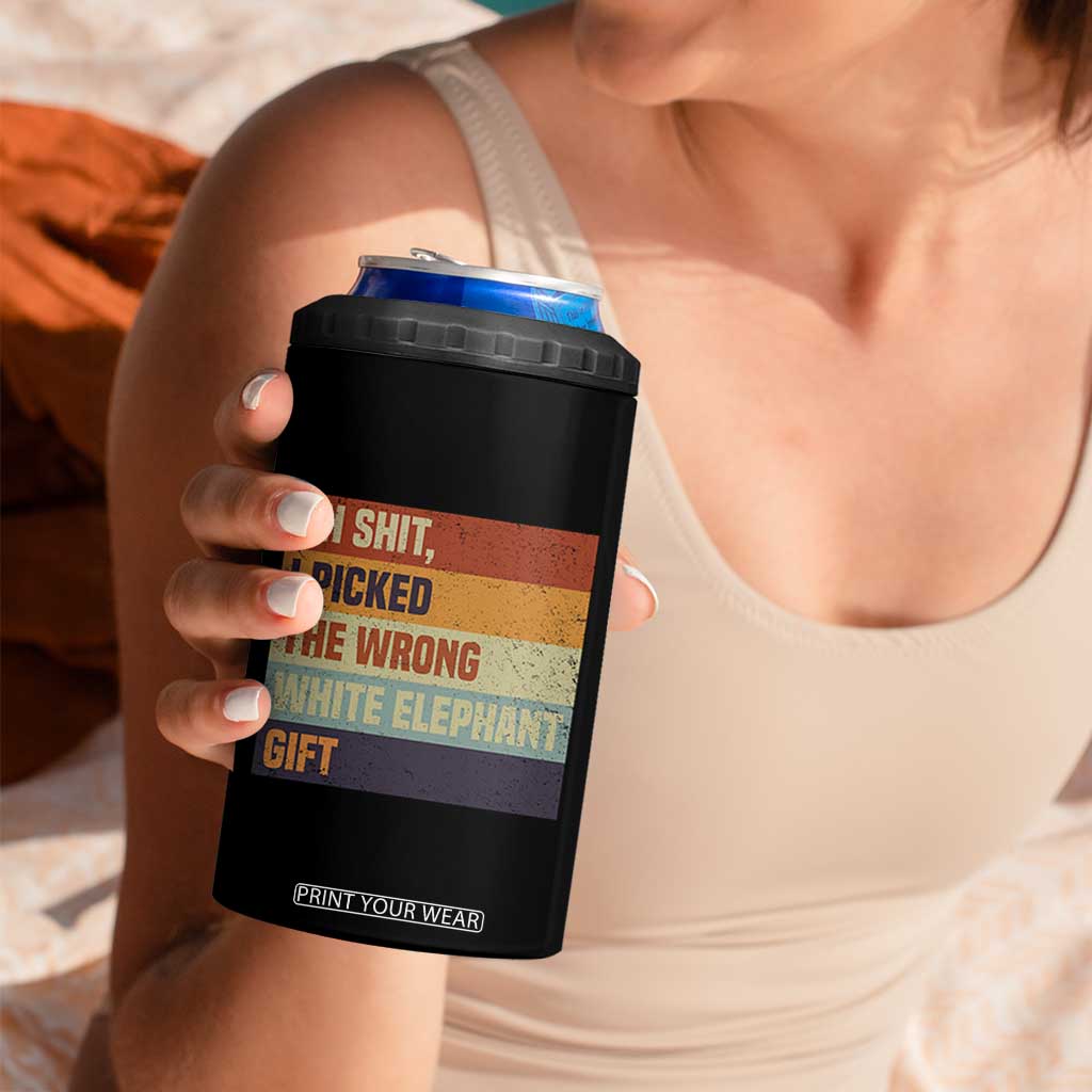 Oh Shit I Picked The Wrong White Elephant Gift 4 in 1 Can Cooler Tumbler Funny Christmas Gift Exchange Game TS11 Print Your Wear