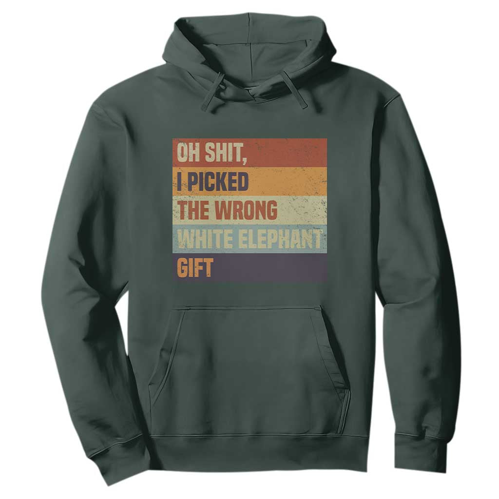 Oh Shit I Picked The Wrong White Elephant Gift Hoodie Funny Christmas Gift Exchange Game TS11 Dark Forest Green Print Your Wear