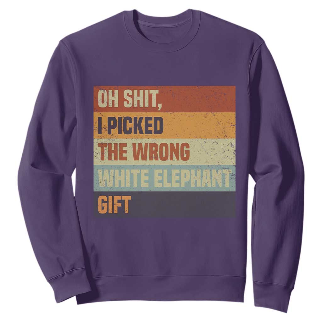 Oh Shit I Picked The Wrong White Elephant Gift Sweatshirt Funny Christmas Gift Exchange Game TS11 Purple Print Your Wear